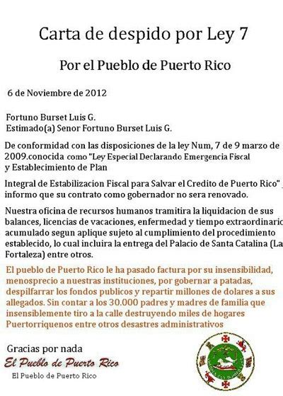 Carta De Despido Puerto Rico