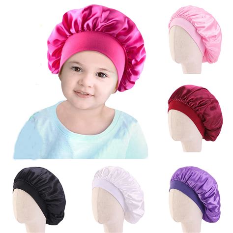 Cheersus Kids Bonnet Sleeping Cap Wide Band Hair Bonnets Kids Satin