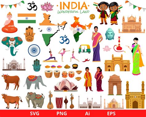 India Clipart India Culture Clipart Country Clipart Travel Etsy