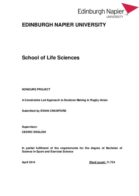 Pdf Edinburgh Napier University School Of Life Sciences