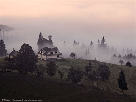 Foggy Landscape Of Carpathian Mountains Carpathian Mountains