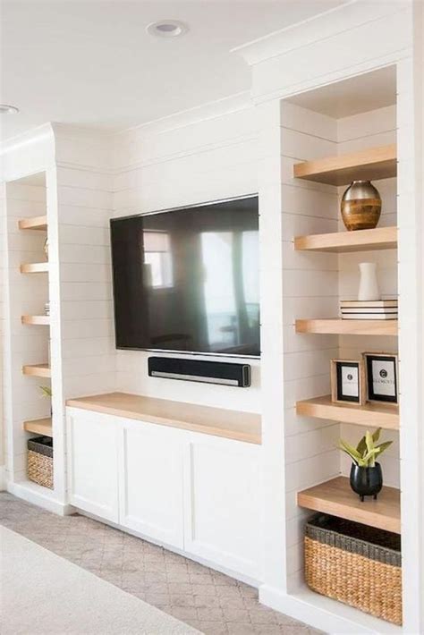 40 Simple Diy Living Room Shelving Ideas With Wood In 2020