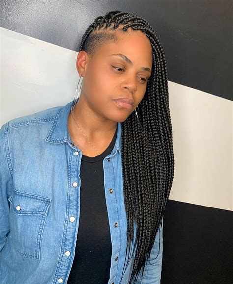 Box Braids With Shaved Sides
