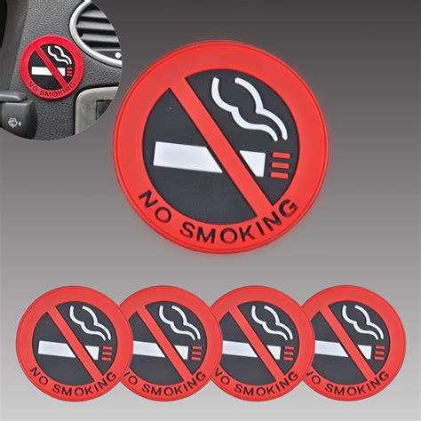 Dwcx Car 5pcs Rubber No Smoking Warning Sign Labels Decals Vehicle