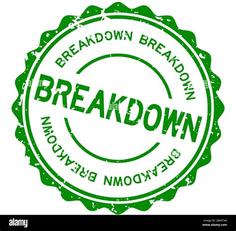 Grunge Green Breakdown Word Round Rubber Seal Stamp On White Background
