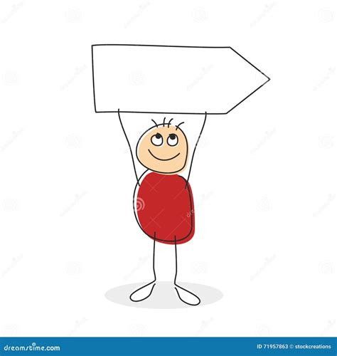 Stick Man Drawing Holding Arrow Sign Stock Illustration Illustration