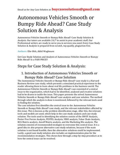 Calaméo Autonomous Vehicles Smooth Or Bumpy Ride Ahead Case Study