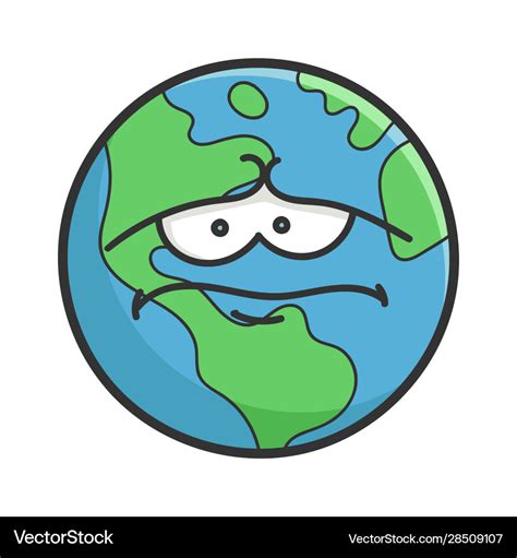 Sad Planet Earth Cartoon Royalty Free Vector Image