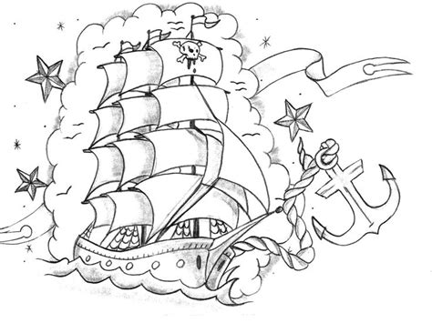 Boat Anchor Coloring Page Ship Tattoo Coloring Pages Pirate Tattoo