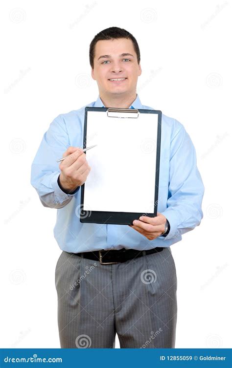 Businessman Holding Clipboard Stock Image Image Of Deal Male 12855059
