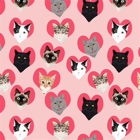 Cute Cat Hearts Love Valentines Day T For Cat Lady Unique Kitten Funny Illustration Leggings