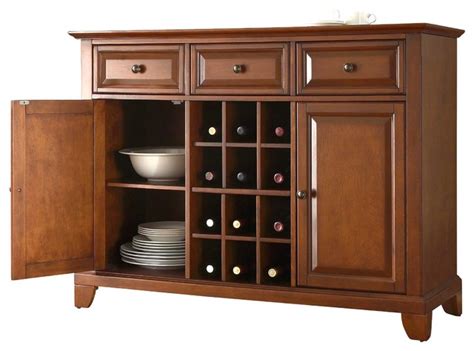 Newport Buffet Server Sideboard Cabinet With Wine Storage Classic Cherry Fin Contemporary