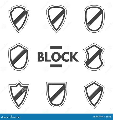 Vector Black Shields Set On White Background Stock Vector