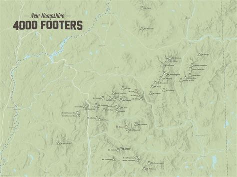 New Hampshire 4000 Footers Map 18x24 Poster Best Maps Ever