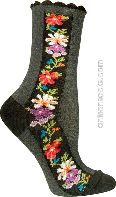 Rated 5 out of 5 by janet83 from great shirt i love this shirt! Ozone Gray Floral Crew Sock with Black Stripe