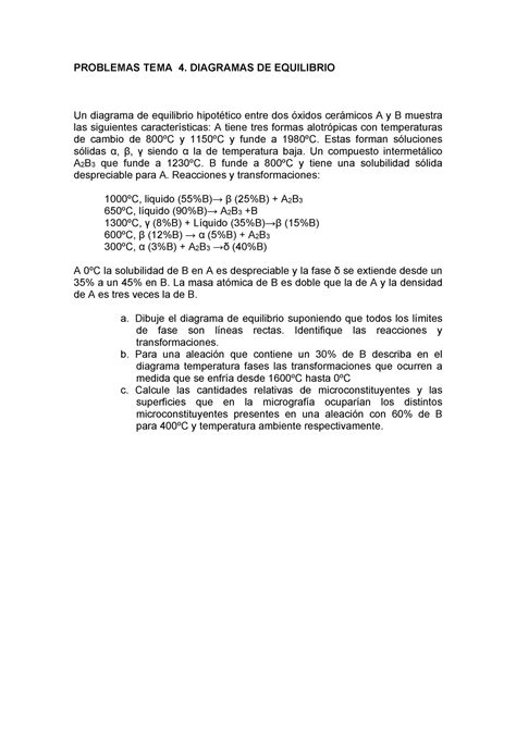 Problema Resuelto Problemas Tema 4 Diagramas De Equilibrio Un Diagrama De Equilibrio