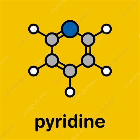 Pyridine Chemical Solvent And Reagent Molecule Illustration Stock