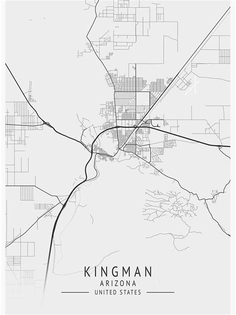 Kingman Arizona Us Gray City Map Poster For Sale By Ctmapprint