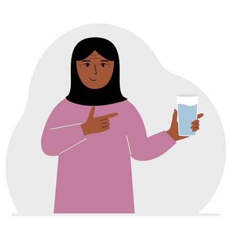 Premium Vector A Woman Holds A Glass Of Water In His Hand The Concept