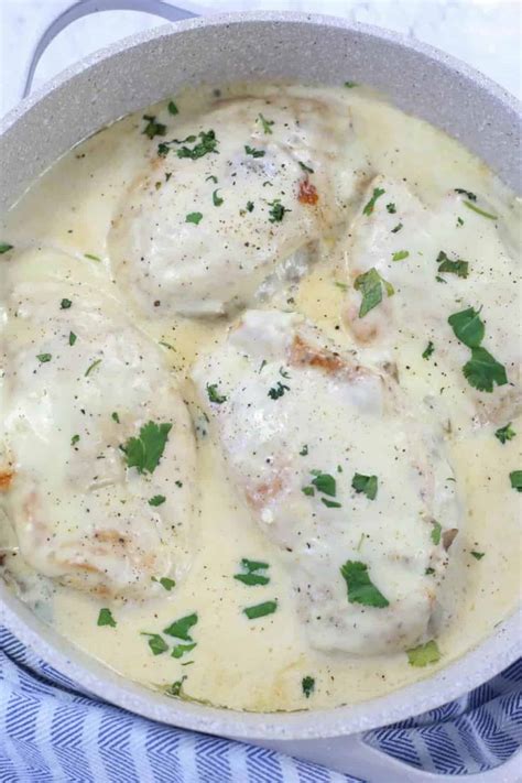 Yellow onions, butter, cream, salt, black pepper. Mushroom Stuffed Chicken in Alfredo Sauce (VIDEO ...