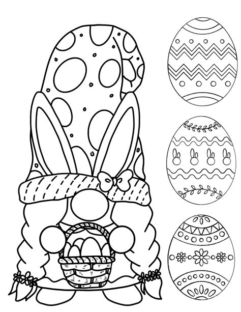 Free Printable Easter Gnomes Coloring Pages For Kids And Adults