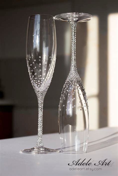Champagne Wedding Flutes Set Of 2 Wedding Glasses Bride And Etsy