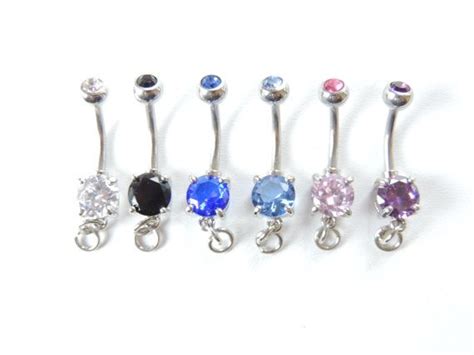 1pc Add Your Own Charm Belly Ring You Choose Color Prong Set Etsy
