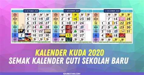 Kalendar 2020 senarai cuti umum cuti sekolah tahun 2020 08 06 2019 tak lama lagi dah nak masuk tahun 2020 tahun di mana wawasan 2020 diperkenalkan oleh tun mahathir mohamad berikut dikongsikan. Kalender Kuda 2020: Semak Kemaskini Kalender Cuti Sekolah ...