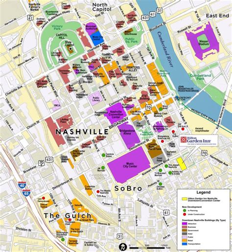 Downtown Nashville Map Map Downtown Nashville Tennessee Usa