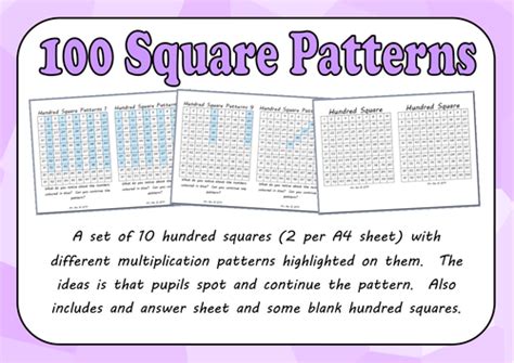 100 Square Pattern Spotting Activity Teaching Resources