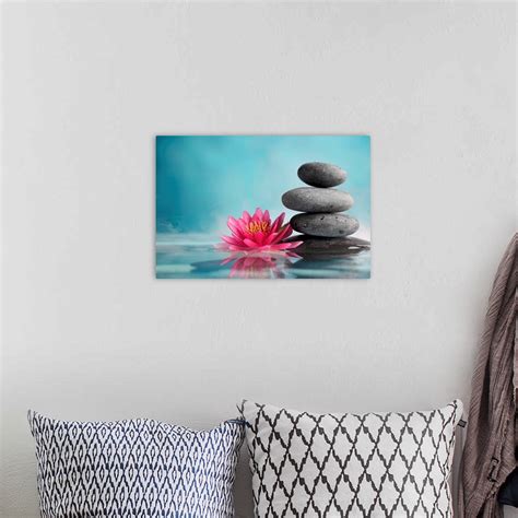 Spa Still Life With Water Lily And Zen Stone In A Serenity Pool Wall