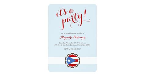 Flower Party Puerto Rican Flag Invitation