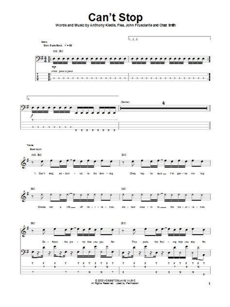 Cant Stop By Red Hot Chili Peppers Bass Tab Guitar Instructor