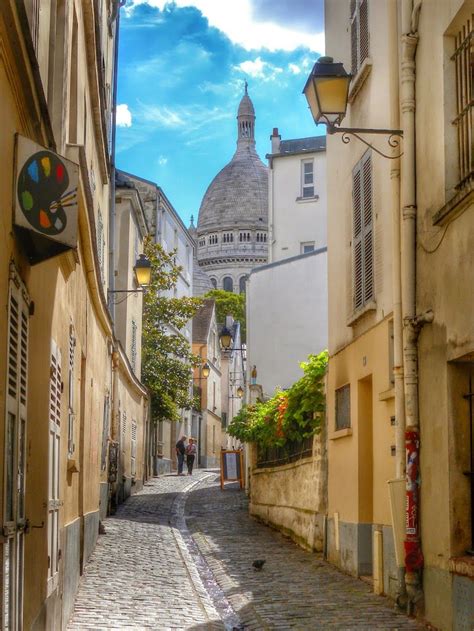 Paris France Montmartre And View To The Sacré Coeur From The Charming