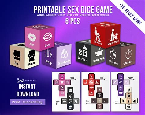 Printable Sex Dice Game Adult Games For Couples Naughty Sex Dice Game Instant Download Love