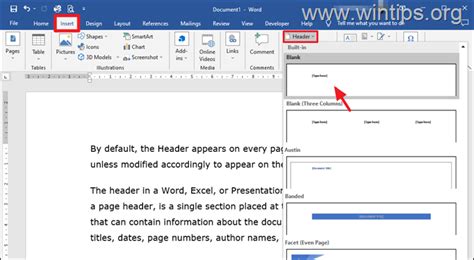 How To Insert A Header In The First Page Only In Word Excel Etc