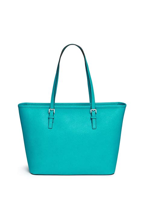 Lyst Michael Kors Jet Set Travel Saffiano Leather Tote In Blue