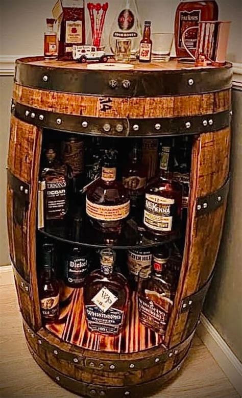 bourbon barrel liquor cabinet etsy