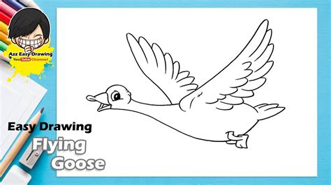 Easy Drawing Flying Goose Youtube