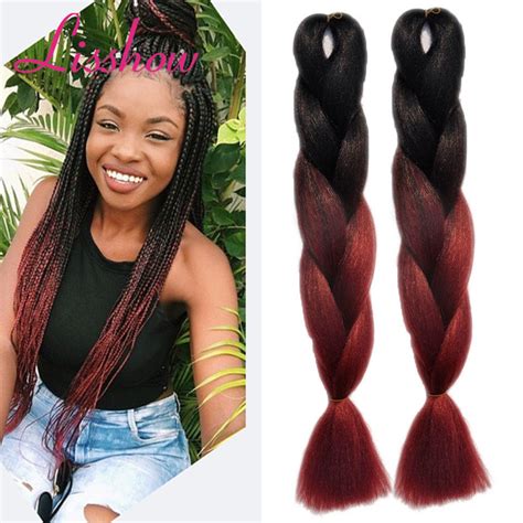 Wholesale Burgundy Ombre African Box Hair Braiding Expression Kanekalon Jumbo Braid Hair