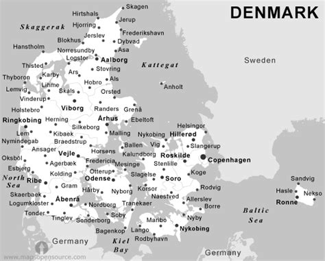 Affordable and search from millions of royalty free images, photos and vectors. Free Denmark Cities Map Black and White | Cities Map of ...