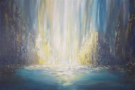 Whispering Falls Abstract Waterfall Painting Liz W Fine Art