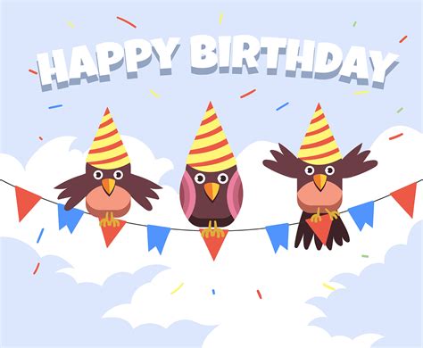Happy Birthday Animal Birds 540443 Vector Art At Vecteezy