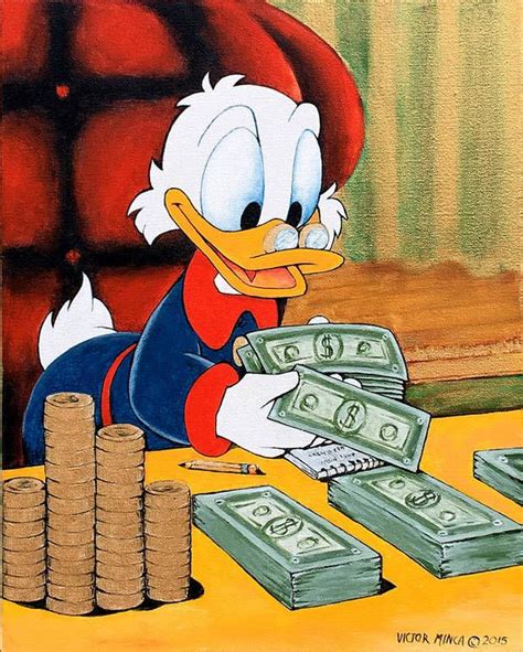 Scrooge Mcduck Counting Money Art Print By Victor Minca Cartoon Art