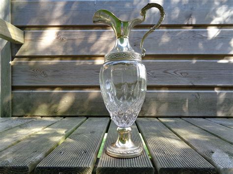 Italian Silverplate Sharpener Carafe In Thick Glass And Silver Metal