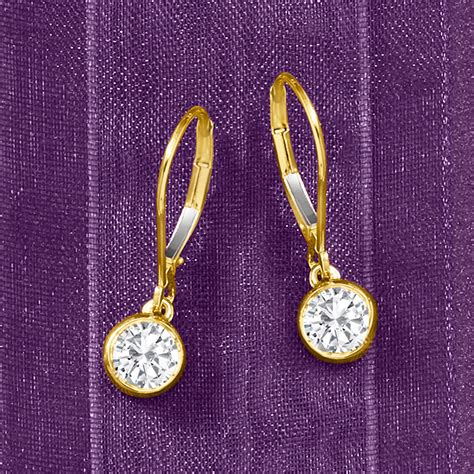 1 00 Ct T W Diamond Bezel Set Drop Earrings In 14kt Yellow Gold