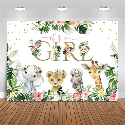 Buy Moca Safari Baby Shower Backdrop Its A Girl Jungle Animals Baby