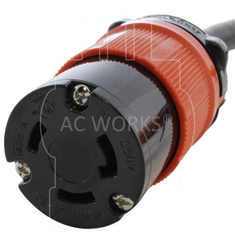 Ac Works® L1530l630 012 3 Phase 30a 250v L15 30p 4 Prong Plug To L6