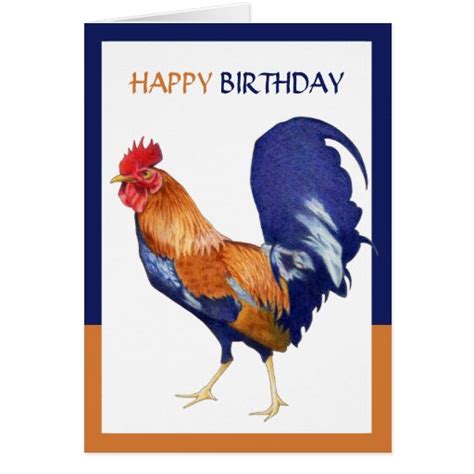 Rooster Border Happy Birthday Card Zazzle