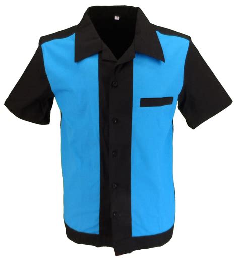 Retro Blackblue 50s Rockabilly Bowling Shirts Mazeys Uk